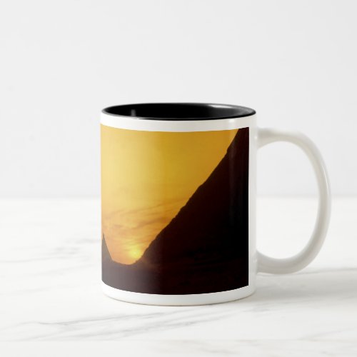 Great Pyramids of Giza Egypt at sunset Two_Tone Coffee Mug