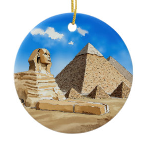 Great Pyramids of Giza Egypt Watercolor Ceramic Ornament