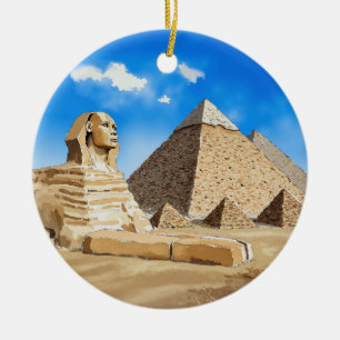 Great Pyramids of Giza Egypt Watercolor Ceramic Ornament