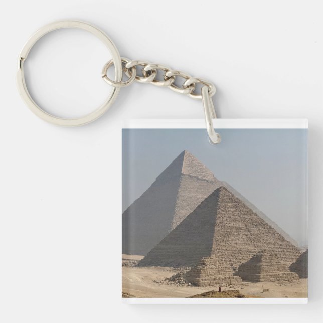 Great Pyramids of Giza under clear blue, Egypt Keychain (Front)