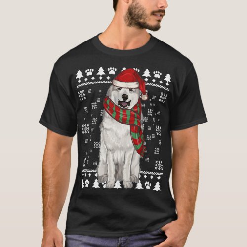 Great Pyrenee Dog Santa Hat Xmas Ugly Christmas T_Shirt
