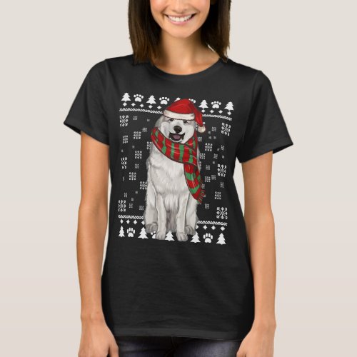 Great Pyrenee Dog Santa Hat Xmas Ugly Christmas T_Shirt