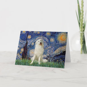 Great Pyrenees (3) in Starry Night (Van Gogh) Letterpress Thank You Card