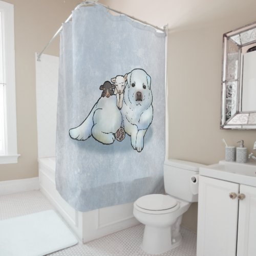 Great Pyrenees and Lambs Shower Curtain