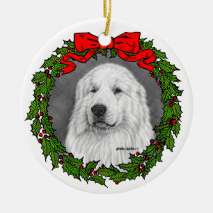 Great Pyrenees Art by Glenda S. Harlan Ceramic Ornament