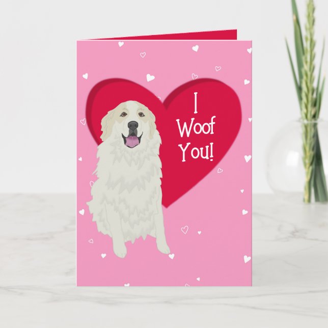Great Pyrenees Badger Markings Valentines Day  Thank You Card (Front)