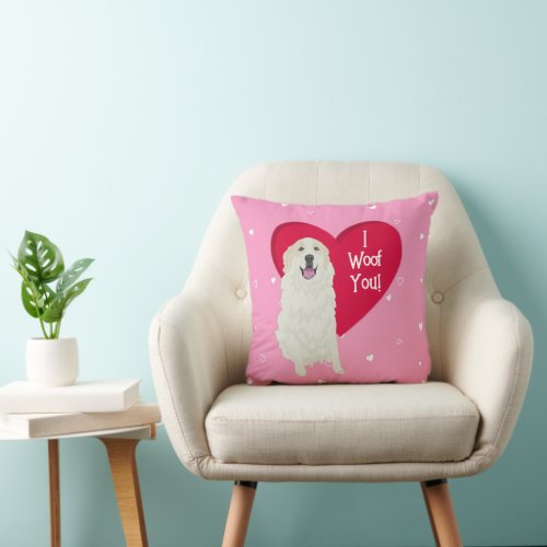 Great Pyrenees Badger Markings Valentines Day Throw Pillow