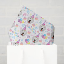 Great Pyrenees Birthday Tissue Paper in White