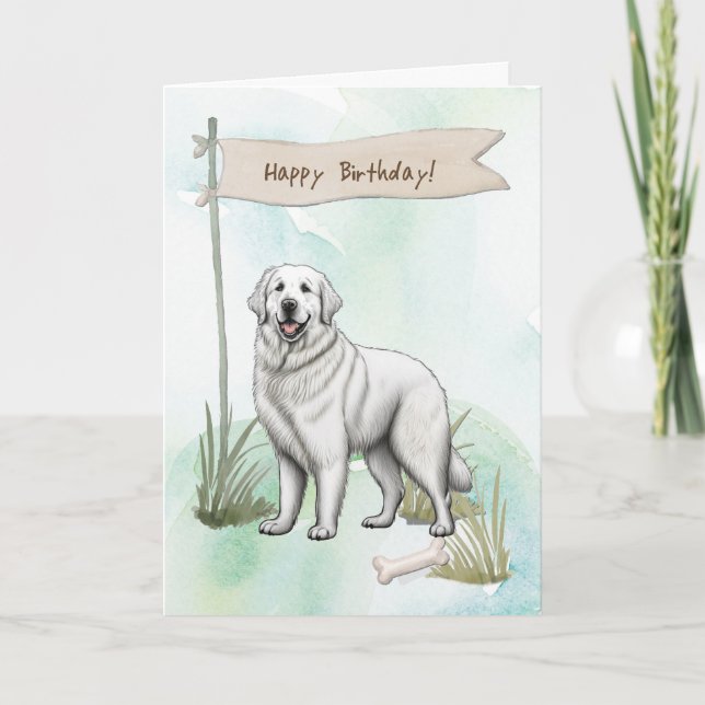Great Pyrenees Breed Dog Under Birthday Sign Card (Front)