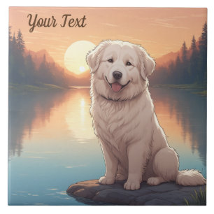 Great Pyrenees by Lake Ceramic Tile