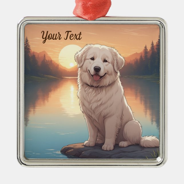 Great Pyrenees by Lake Metal Ornament (Front)