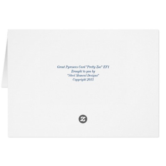 Great Pyrenees Card - "Pretty Zoe" Embossed Frame (Back Horizontal)