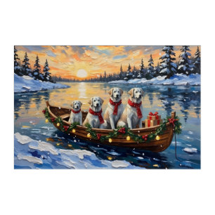 Great Pyrenees Christmas Boat Holiday Acrylic Print