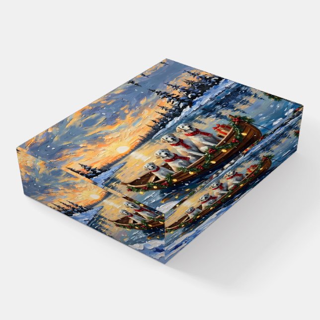 Great Pyrenees Christmas Boat Holiday Paperweight (Angled)