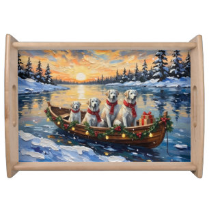 Great Pyrenees Christmas Boat Holiday Serving Tray