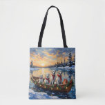 Great Pyrenees Christmas Boat Holiday Tote Bag
