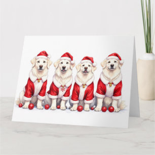 Great Pyrenees Christmas Dress Santa Hat Card