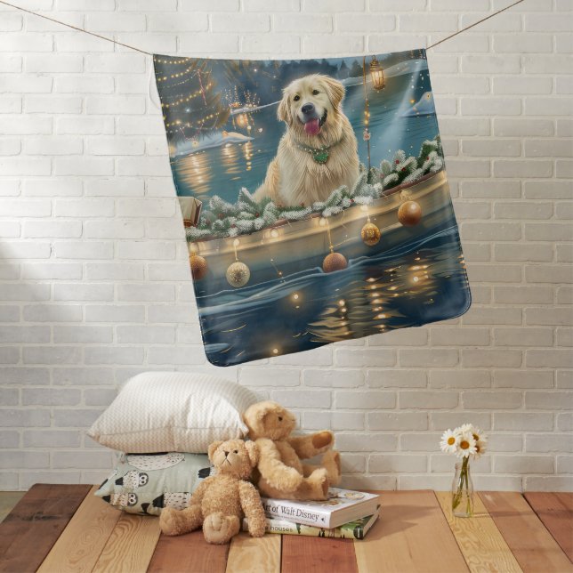 Great Pyrenees Christmas Festive Voyage Baby Blanket (In Situ)