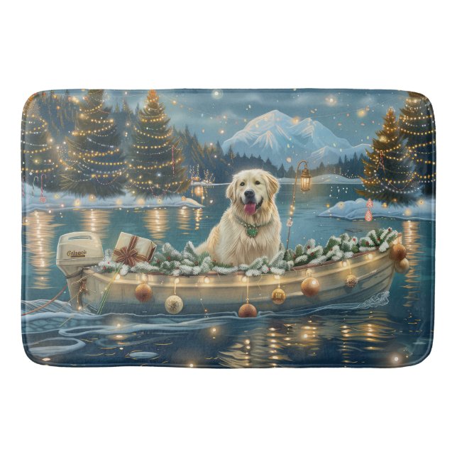 Great Pyrenees Christmas Festive Voyage Bath Mat (Front)
