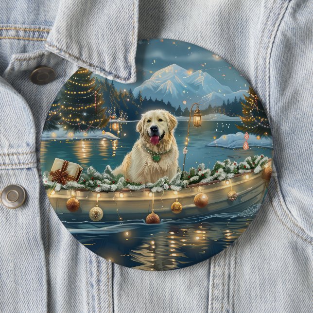 Great Pyrenees Christmas Festive Voyage Button (In Situ)