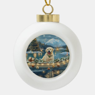 Great Pyrenees Christmas Festive Voyage Ceramic Ball Christmas Ornament