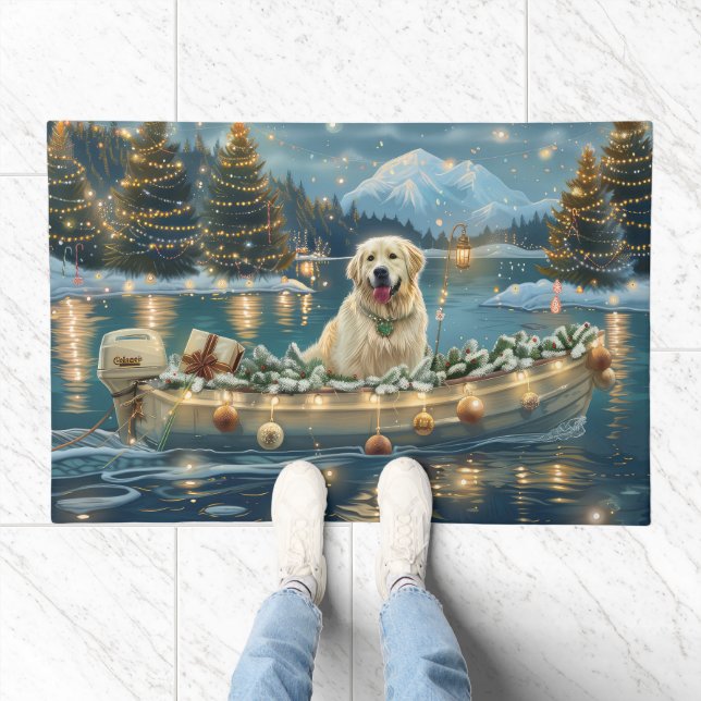 Great Pyrenees Christmas Festive Voyage Doormat (Indoor)