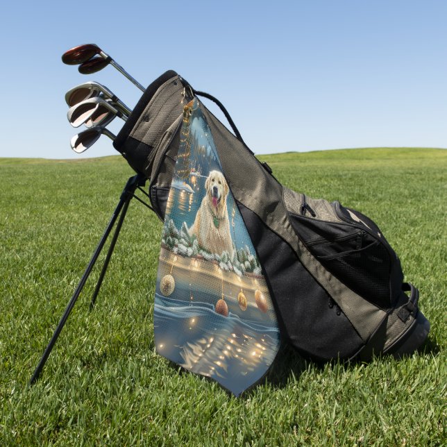 Great Pyrenees Christmas Festive Voyage Golf Towel (Green)