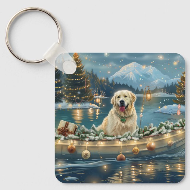 Great Pyrenees Christmas Festive Voyage Keychain (Front)