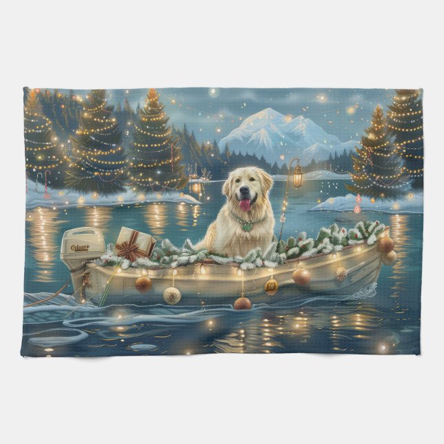 Great Pyrenees Christmas Festive Voyage Kitchen Towel (Horizontal)