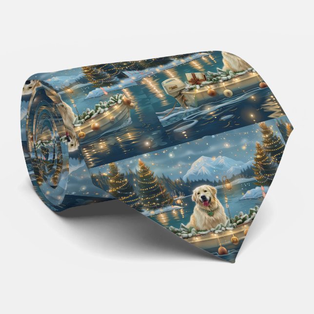 Great Pyrenees Christmas Festive Voyage Neck Tie (Rolled)