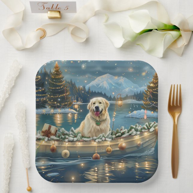 Great Pyrenees Christmas Festive Voyage Paper Plates (Wedding)