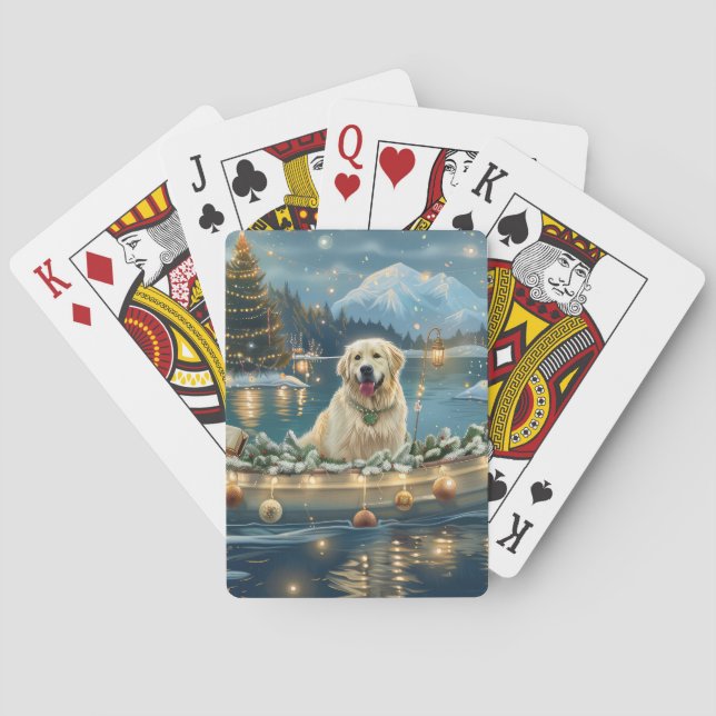 Great Pyrenees Christmas Festive Voyage Poker Cards (Back)