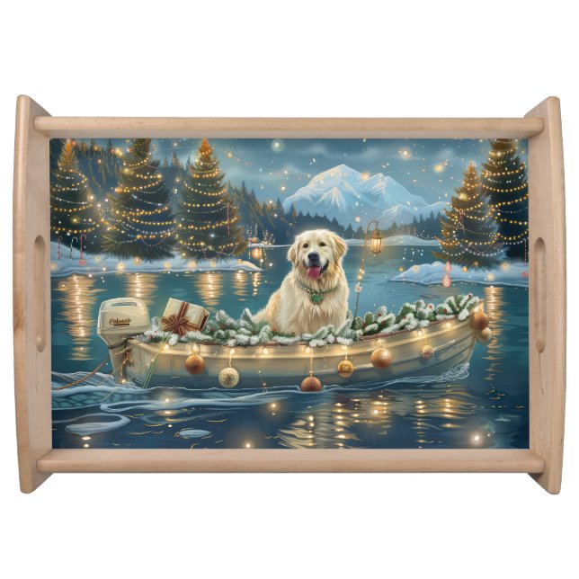 Great Pyrenees Christmas Festive Voyage Serving Tray (Front)