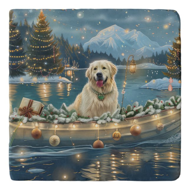 Great Pyrenees Christmas Festive Voyage Trivet (Front)