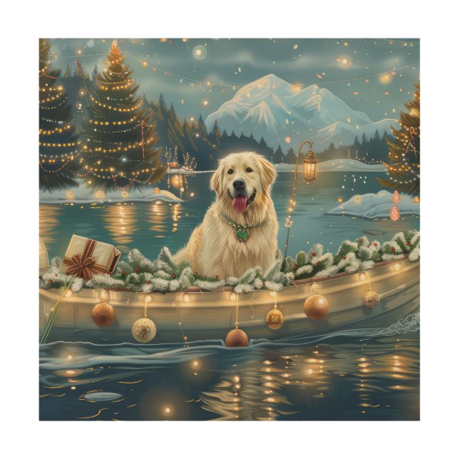 Great Pyrenees Christmas Festive Voyage Wood Wall Art (Front)