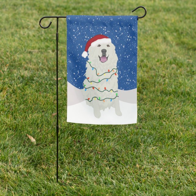 Great Pyrenees Christmas   Garden Flag (In SItu)