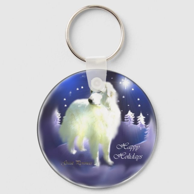 Great Pyrenees Christmas Gifts Keychain (Front)
