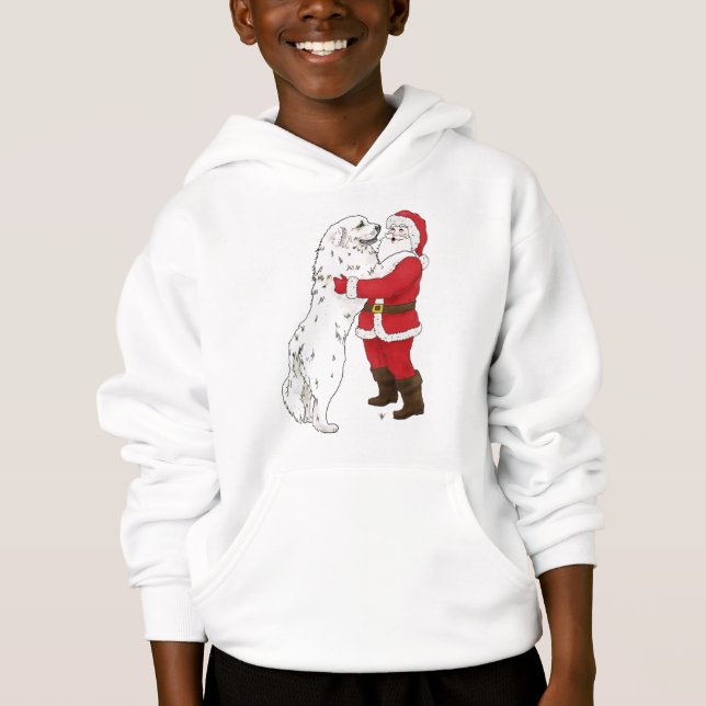 Great Pyrenees Christmas Greeting Hoodie (Front)