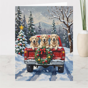 Great Pyrenees Christmas Red Truck Holiday Card