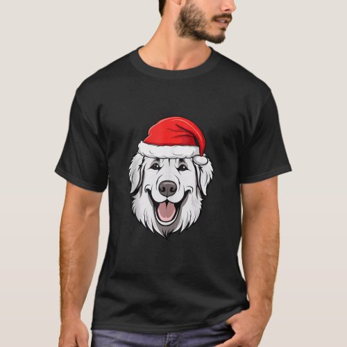 Great Pyrenees Christmas Santa Dog Cute Holiday Pu T_Shirt