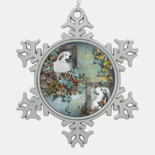 Great Pyrenees Christmas Snowflake Ornament - Blue