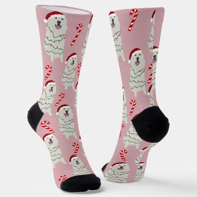 Great Pyrenees Christmas  Socks (Angled)