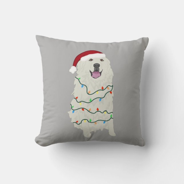 Great Pyrenees Christmas Throw Pillow (Front)