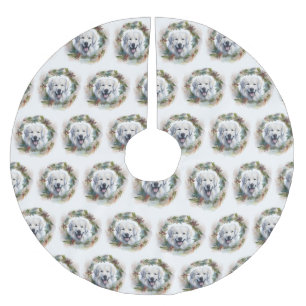 Great Pyrenees Christmas Wreath Festive Pup Brushed Polyester Tree Skirt