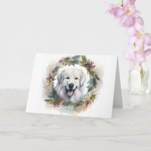 Great Pyrenees Christmas Wreath Festive Pup Card