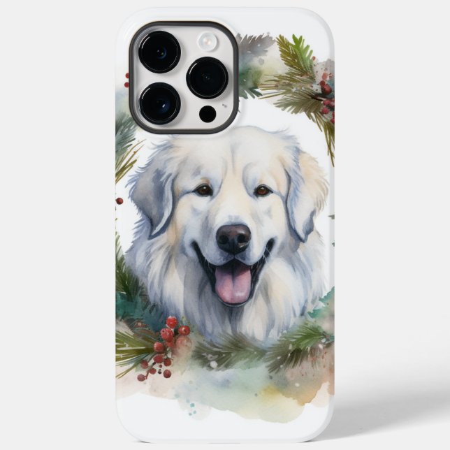 Great Pyrenees Christmas Wreath Festive Pup  Case-Mate iPhone Case (Back)