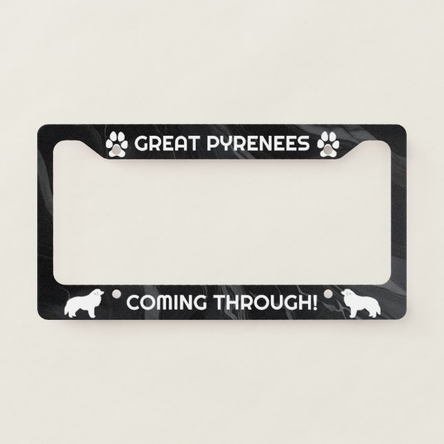 Great Pyrenees Coming Through License Plate Frame (Front)