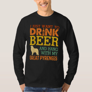 Great Pyrenees Dad Drink Beer Hang With Dog Vintag T-Shirt