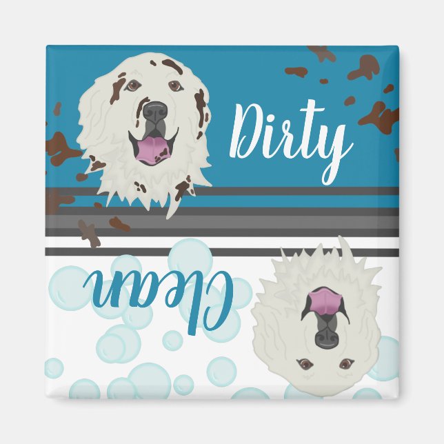 Great Pyrenees Dirty/Clean Dishwasher Magnet (Front)