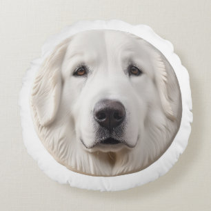 Great Pyrenees Dog 3D Inspired Round Pillow